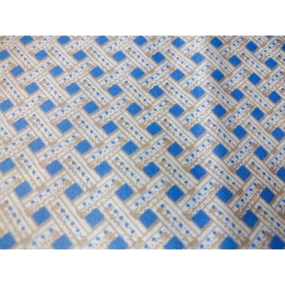 PRIMATEX FABRICS ~ Basket Weave Geometrical ~ Gold Blue on White BKGRND 2.7 YDS - Picture 3 of 4